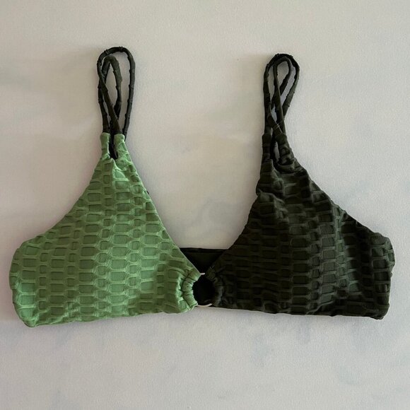 Zaful Green Retro Two Toned Tie Bikini NWOT Size L - Picture 2 of 7